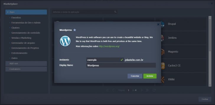 Jelastic cloud instalação WordPress