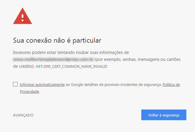 Aviso conexão insegura