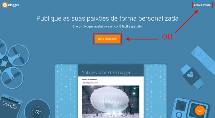 Iniciar sessão no Blogger