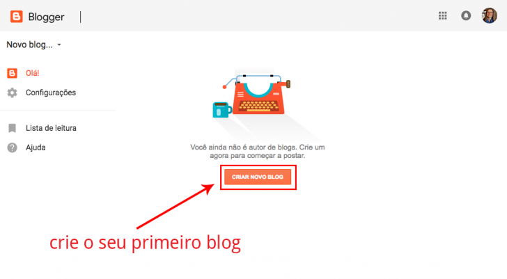 Criar novo blog no Blogger