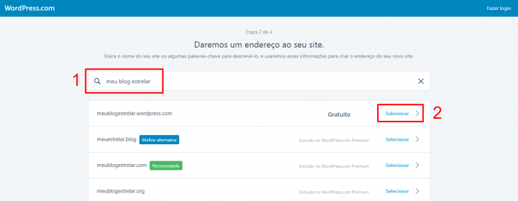 Escolhendo um endereço para o seu blog WordPress