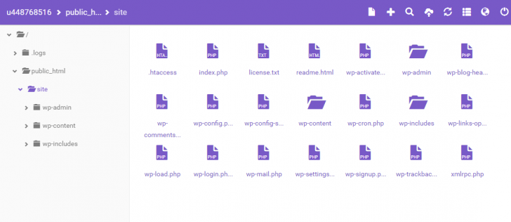 Gerenciador de arquivos da Hostinger