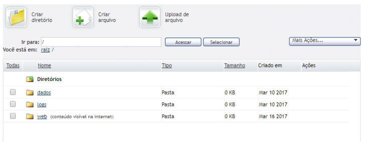 Gerenciador de arquivos da UOL Host