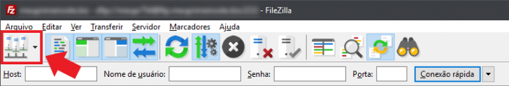 Filezilla - botão de gerenciar sites