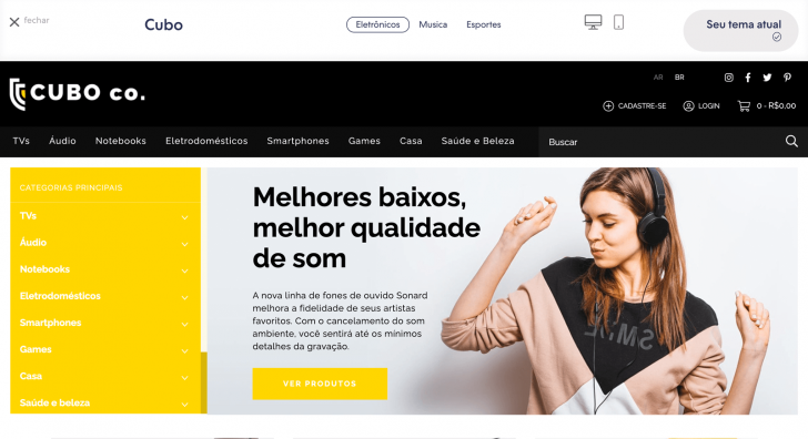 Exemplo de tema da Nuvemshop