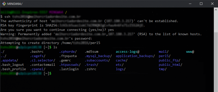lista de arquivos no terminal