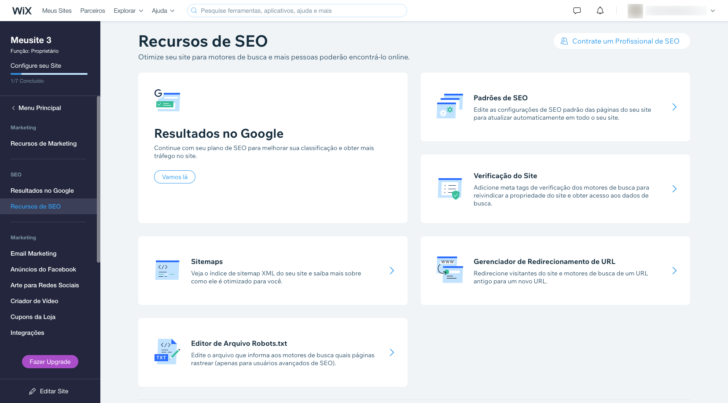 O criador de sites Wix é uma das ferramentas que conta com recursos de SEO